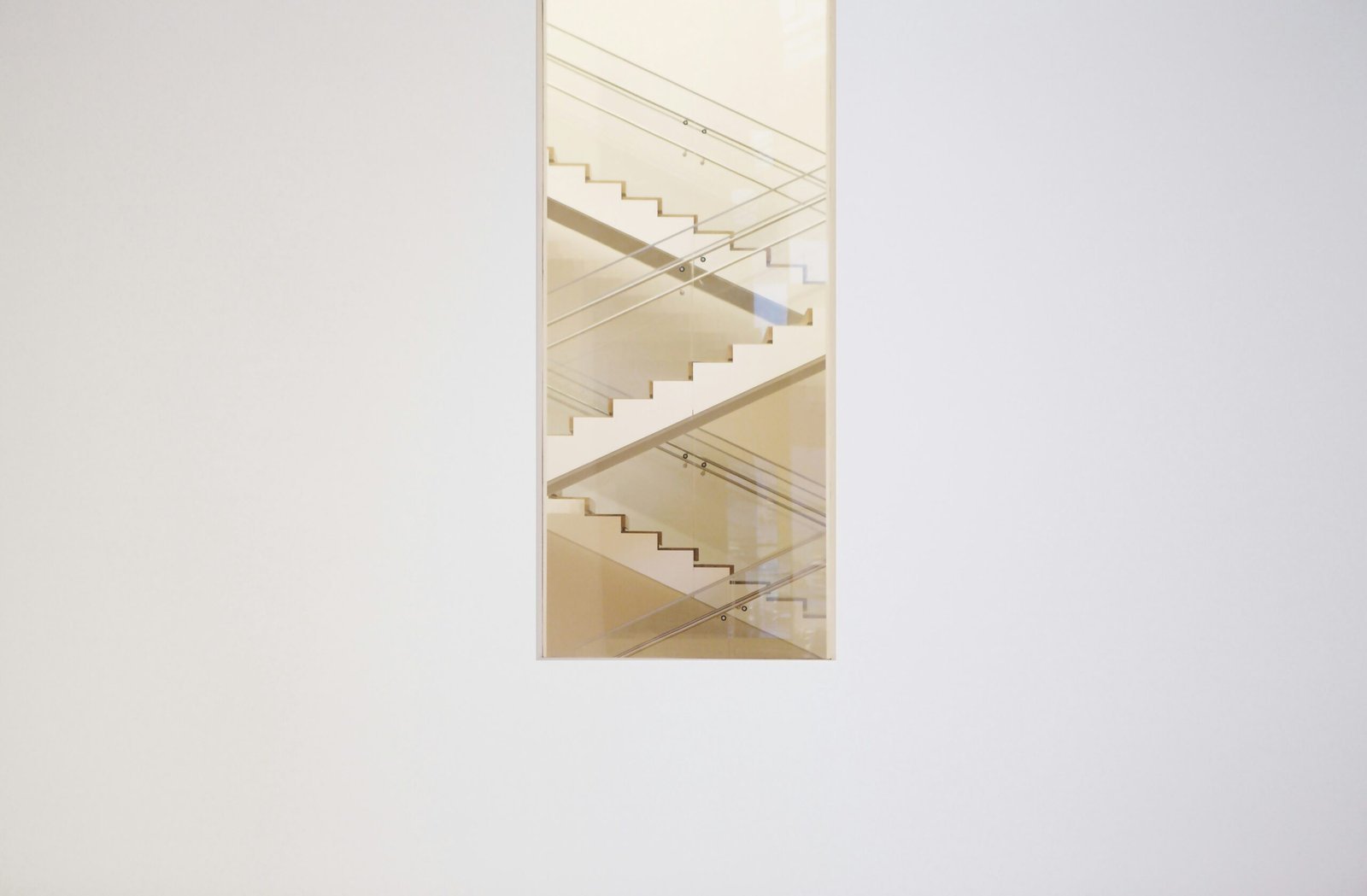 painting of stairs with white wooden frame